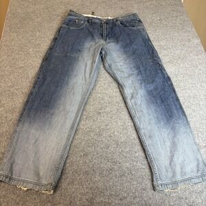 Phat Farm Jeans Mens 38x33 Y2K Vintage Denim Utility Light Wash Baggy Streetwear